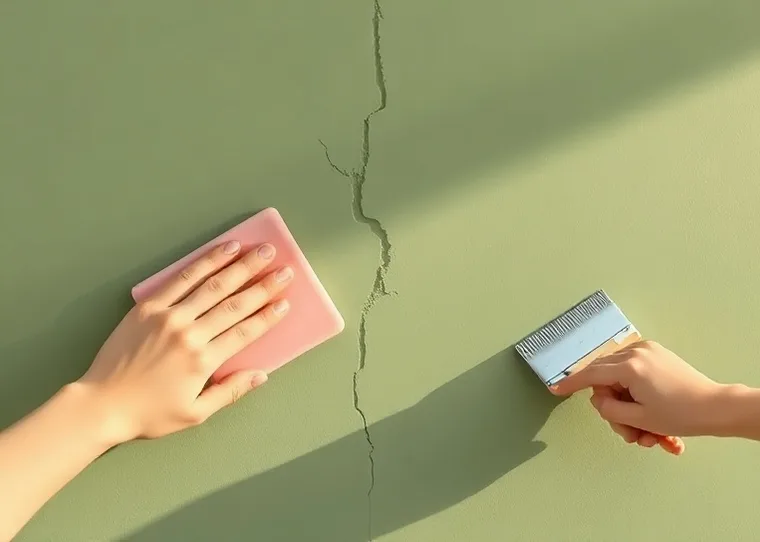 Ponçage et rebouchage des fissures avant mise en peinture
